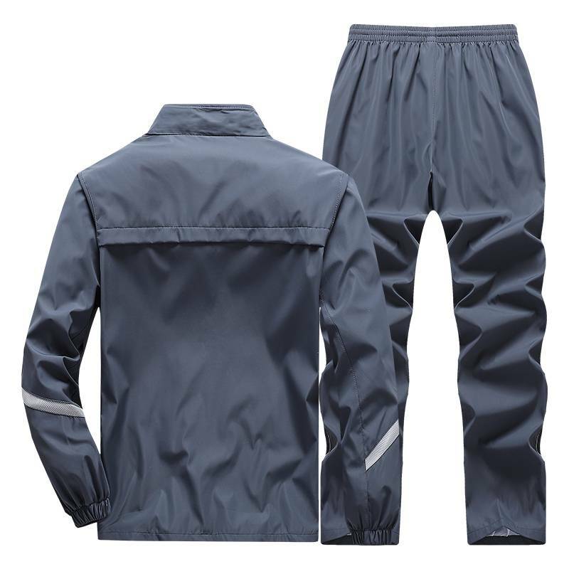 Conjuntos de roupas esportivas dos homens nova moda masculina terno ativo primavera outono correndo roupas 2pc jaqueta + calças tamanho asiático L-5XL