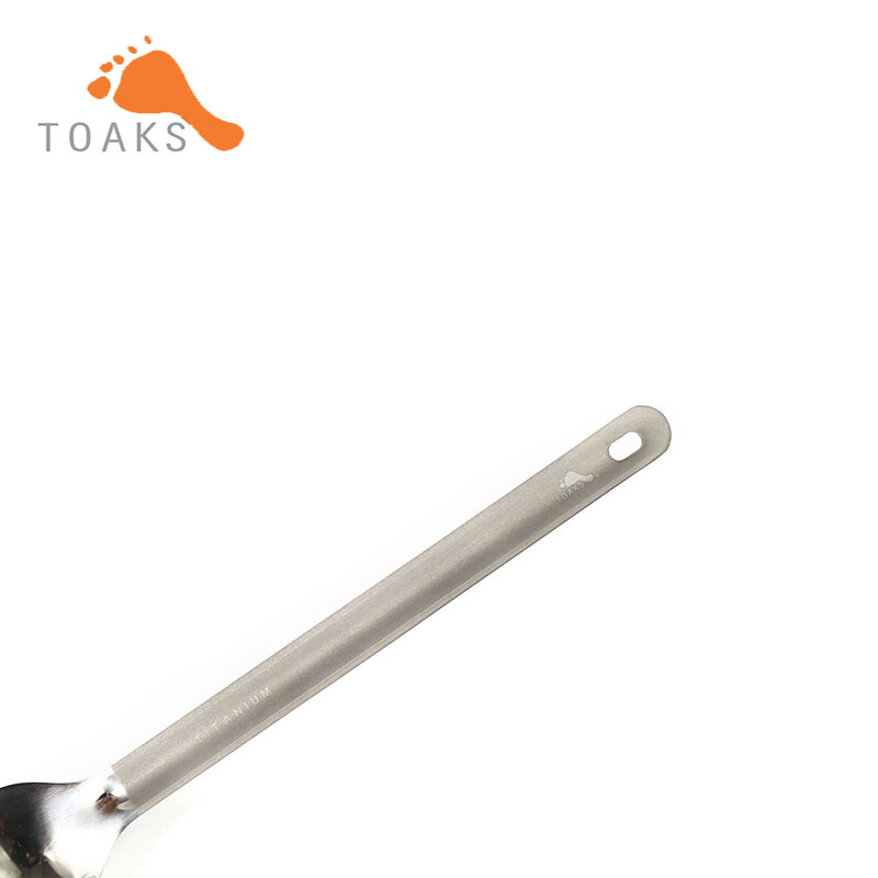 TOAKS-cuchara de mango largo de titanio SLV-11, cuchara con tazón pulido, vajilla de doble uso para Picnic al aire libre y el hogar, 220mm, 19g