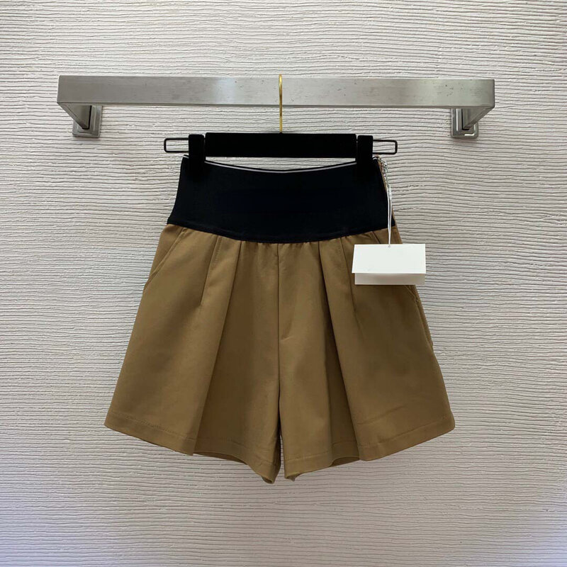 Shorts femininos de elástico de cintura alta, calções letras casuais, marca designer, de alta qualidade, novo, 2023