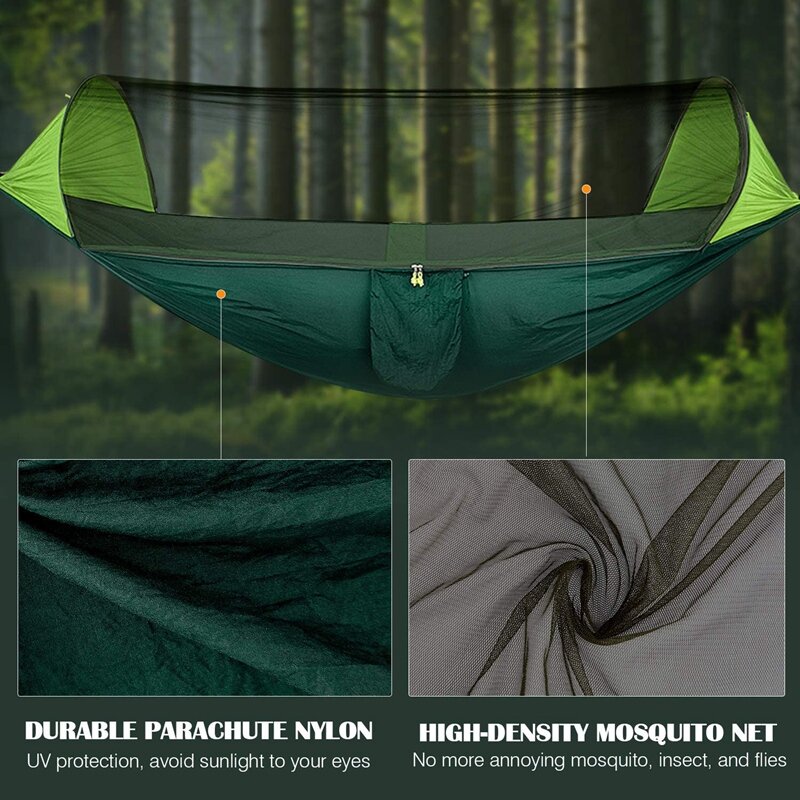 Novo portátil automático acampamento rede com mosquiteiro, dobrável multi uso rede balanço para acampamento ao ar livre