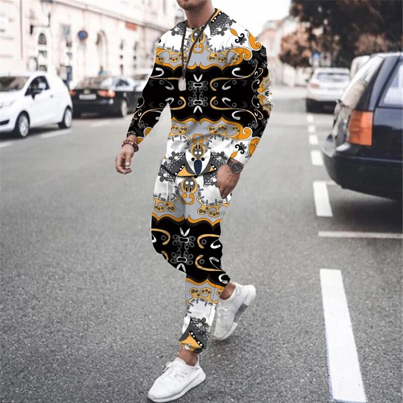 2022 jesień dres koszulka z długim rękawem + spodnie dresowe garnitur mężczyźni Streetwear Vintage bluza ponadgabarytowych mężczyzn odzież 2 sztuka zestawy