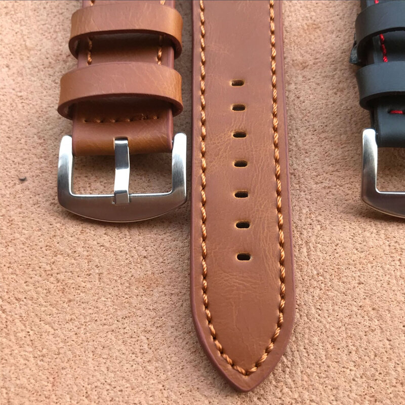 18mm 20mm 22mm 24mm suave couro genuíno couro de bezerro pulseiras de pulseira com sólido automático borboleta fivela de relógio de negócios