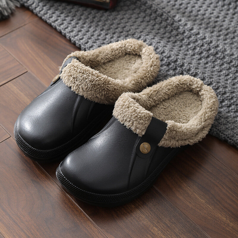 Homens em casa de inverno tamancos de pele interior slides chinelos quentes sandálias nova moda feminina calçados flip flops unisex chinelos à prova dunisex água