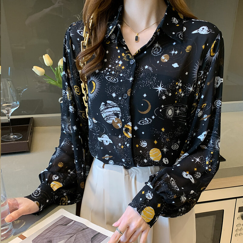 Шикарный женский топ, прозрачная тонкая летняя шифоновая рубашка с длинными рукавами, 2022, прозрачная Модная рубашка, Прямая поставка