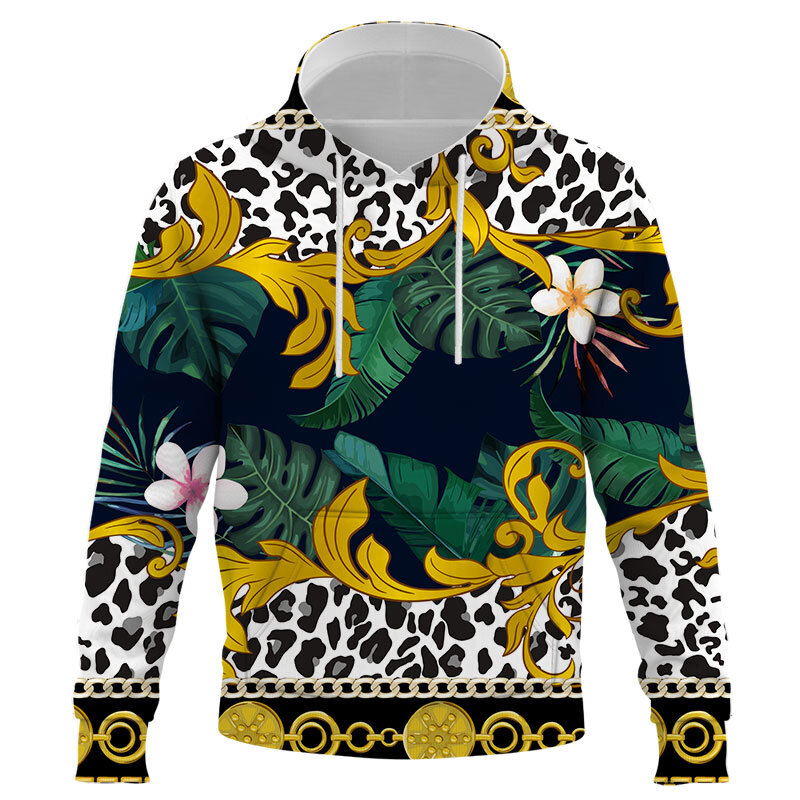 Sudadera con capucha con estampado 3D de cadena de lujo para hombre y mujer, ropa de calle de gran tamaño, estilo Harajuku, sudaderas informales para niños y niñas