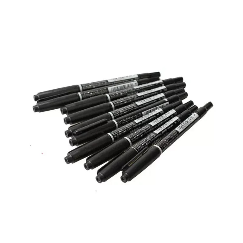 10PCS Fine Dual Heads Marking Pen Marker Waterproofink Thin Nib Black Liner Art Pen Drawing Stationery Office Supplies Marker