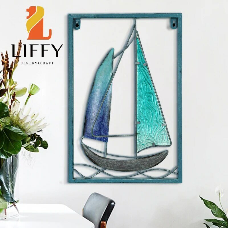 Металлическая постер лодка, украшение для стен, домашняя живопись, фотостатуя гостиной, фоторамка, подарок