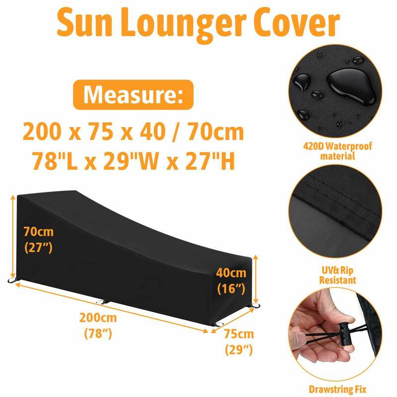 Outdoor Garden Sunbed Cover Sun Lounger Cover Patio Outdoor Lounge Chair Recliner Protective Cover Furniture Dustproof Cover