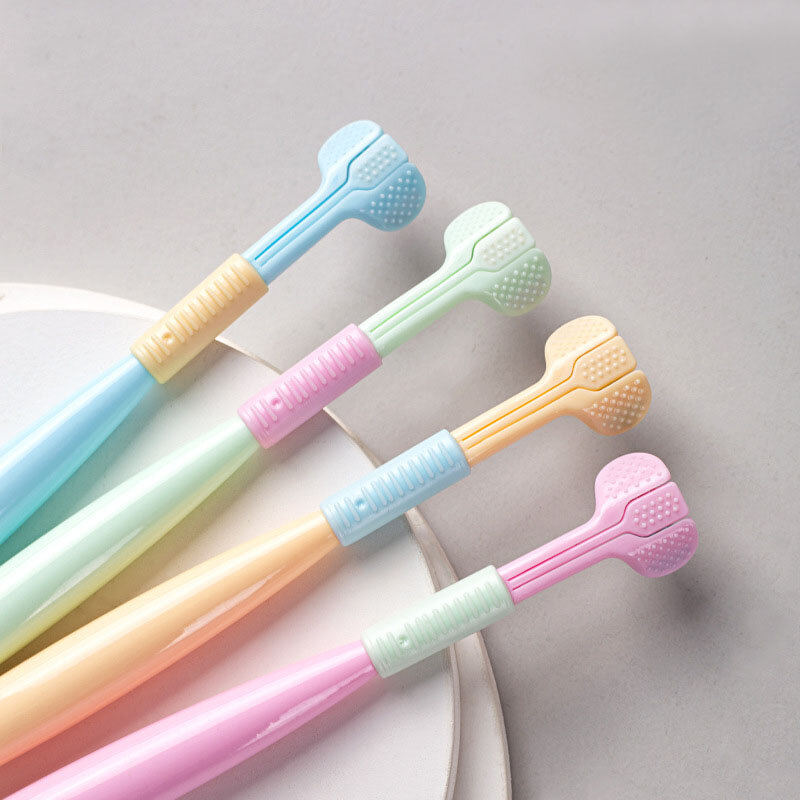 Três lados do cabelo macio crianças escova de dentes ultra fino cerdas macias escova de dentes higiene oral escova de dentes de segurança oral cleaner