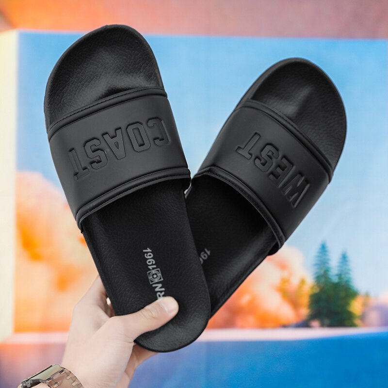 Men's Summer Indoor Bathroom Comfortable Slippers Light Casual Black Anti Slip Breathable Slippers