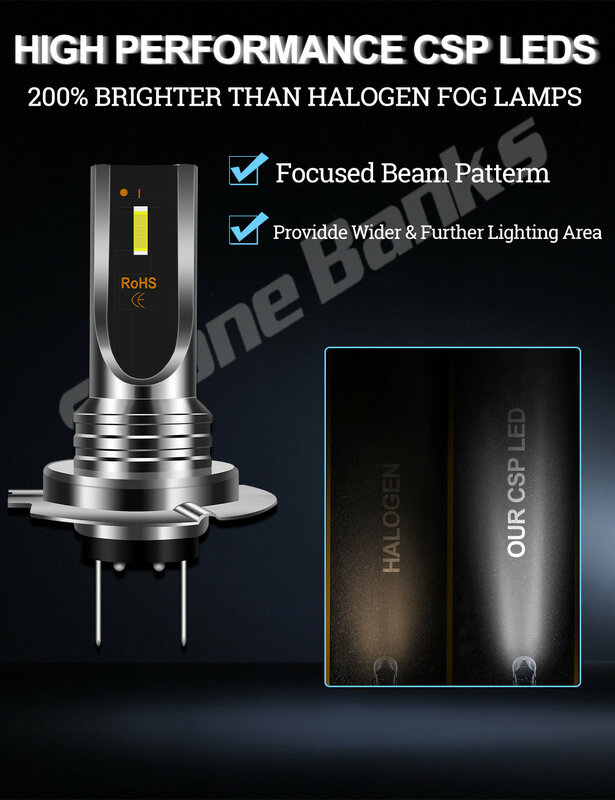 Stone Banks H7 H11 LED Car Headlight CSP COB Chip 60W 6000LM Led 9005 9006 5202 H1 H4 9007 Light Bulbs 12V Auto Fog Lights 2Pcs