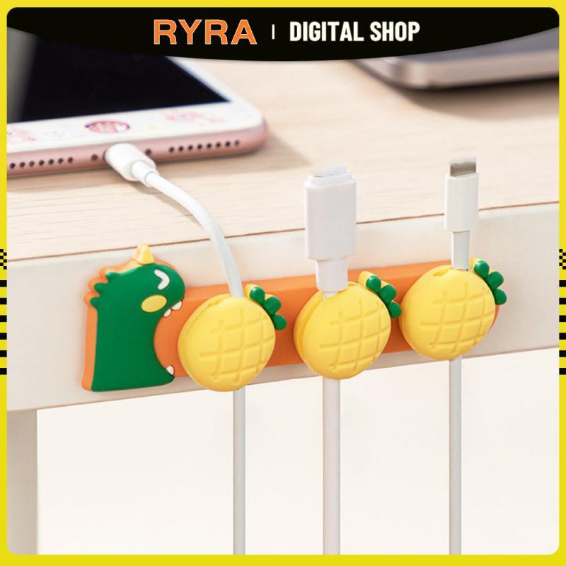 RYRA لطيف الكرتون الفاكهة كابل المنظم سيليكون USB كابل اللفاف سطح المكتب مرتبة إدارة مقاطع حامل كابل ل ماوس سماعة