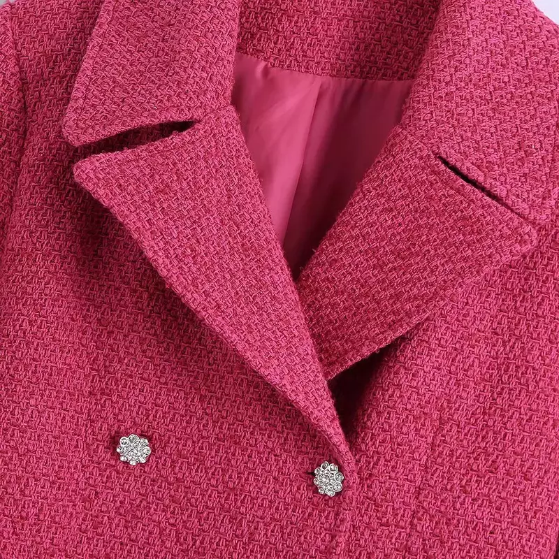 Manteau Vintage à manches longues pour femmes, nouvelle mode avec poche, veste en Tweed, à boutons, vêtements d'extérieur Chic, nouvelle collection