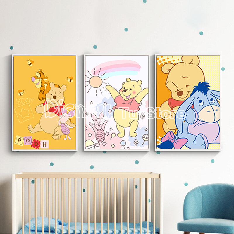 5d Disney Diamond Painting Cartoon Winnie The Pooh Full Round Diamond Mosaic Embroidery Cross Stitch Children'S Room Diy Decor