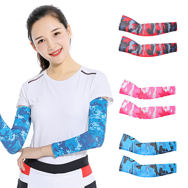 Unisex Cooling UV Protection Sun Sleeves Long Arm Cover Anti-Slip Warmers for Outdoor Sports Sunblock Tattoo Cover