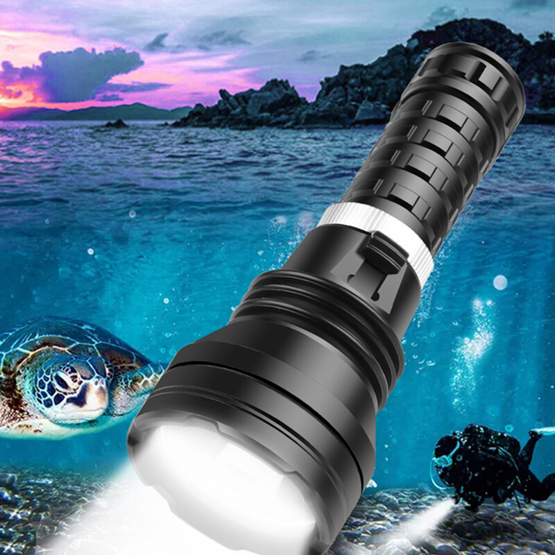 Đèn Pin Siêu Sáng Dưới Nước Đèn Pin LED Lặn Chuyên Nghiệp Đèn 1000LM Đèn Pin Di Động Bổ Nhào Lồng Đèn