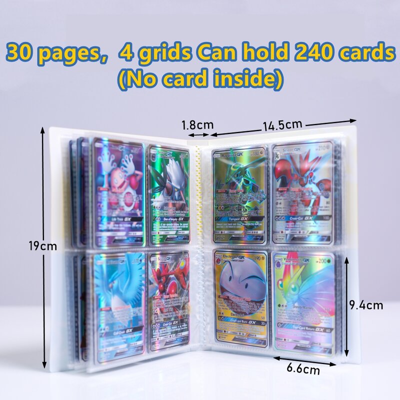 240 pçs cartões pokemon álbum pikachu charizard holográfico 3d flash brilhante titular coleção pasta lista de carregamento superior caderno presente