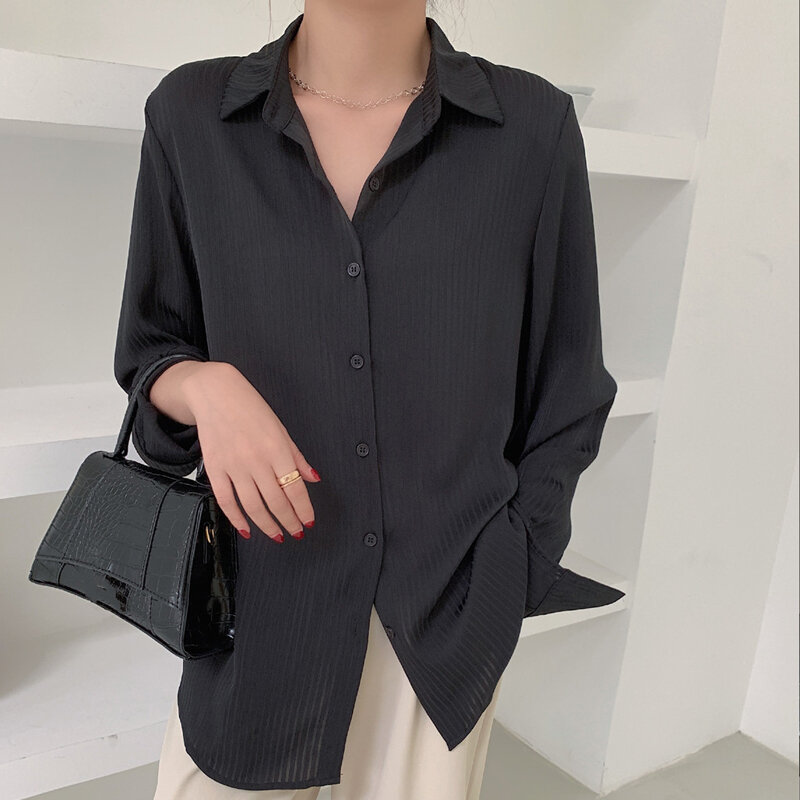 Блузка женская в полоску, с длинным рукавом, в винтажном стиле