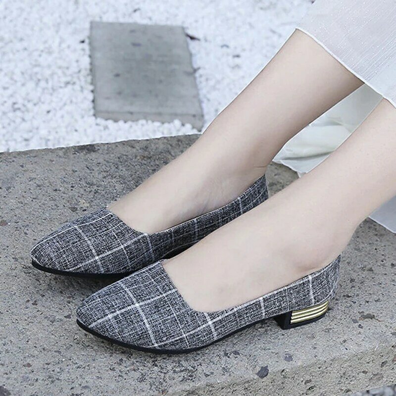 Zapatos planos de suela suave sin cordones para mujer, calzado de tacón bajo con punta estrecha, talla grande 42, para primavera y otoño, 2022