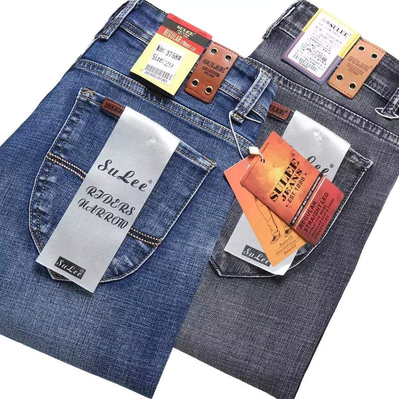2022ใหม่ Sulee Top ยี่ห้อธุรกิจกางเกงยีนส์ยืด Slim กางเกงยีนส์ผู้ชายสบายๆสบายๆกางเกงยีนส์