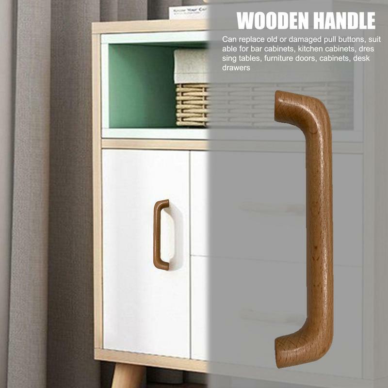 Wooden Cabinet Wardrobe Handles Door Drawer Pulls Double Hole Round Wood Kitchen Handle Furniture Hardware Home Decoration
