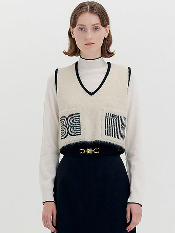 Wool Waistcoat Women spring and Autumn 2022 new v-neck pullover versatile short popular vest knit sweater