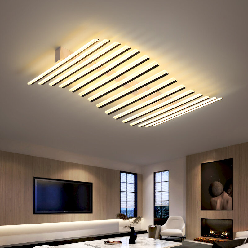 Candelabros de línea para sala de estar, luz Led de techo de montaje empotrado, moderna, minimalista, decoración de pasillo