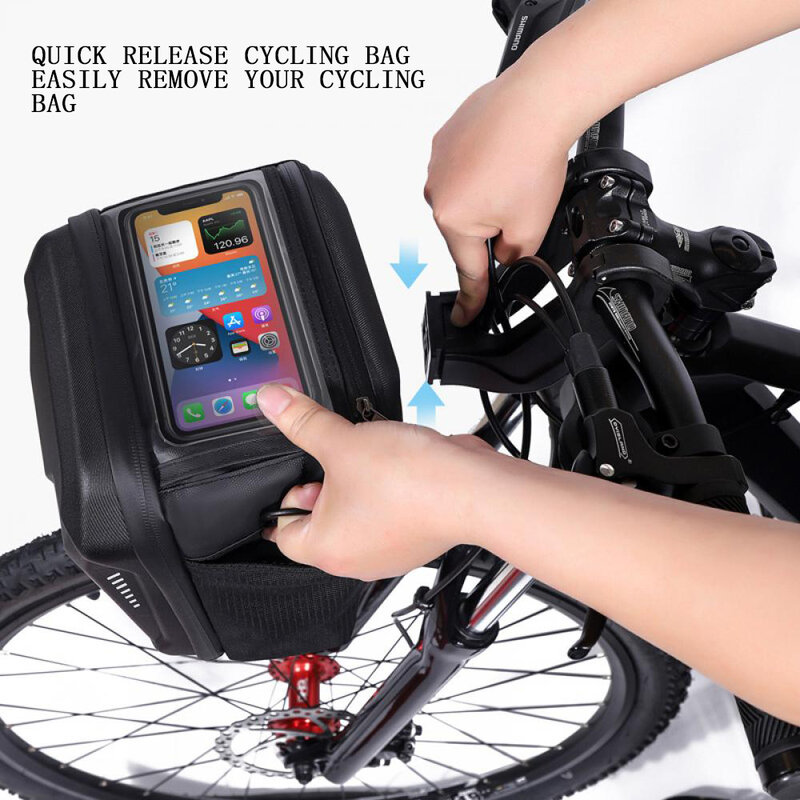 Bolsa para manillar de bicicleta, cesta de Pu + Eva, resistente al agua, para marco frontal de ciclismo, accesorios para bicicleta de montaña