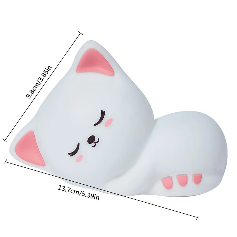 Silicone LED Kids Night Light Cat Lamp For Kids Bedroom USB Rechargeable Silicone Nightlights For Kids Room Decor Touch/ Remote