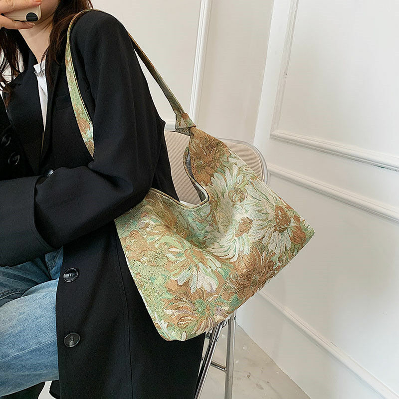 生地女性のバッグの花新しい大容量の女性のバッグショルダーバッグ脇バッグトートバッグの女性のバッグ2022女性のバッグchrysanth