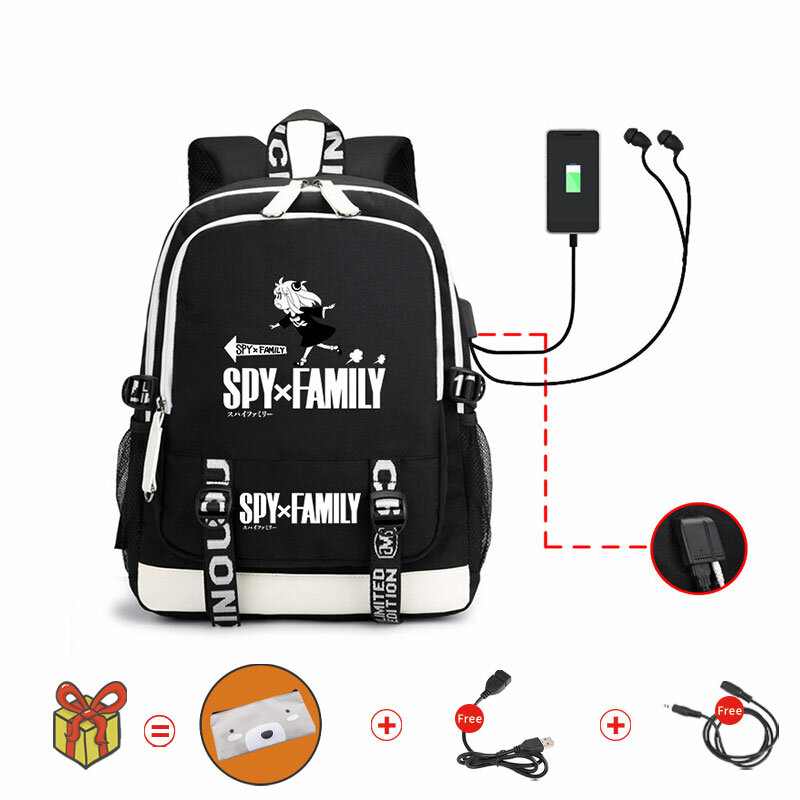 Mochila familiar de Anime SPY x para niñas, mochila escolar para adolescentes, estudiantes, con carga Usb, bolsas de Camping, mochila de viaje para ordenador portátil