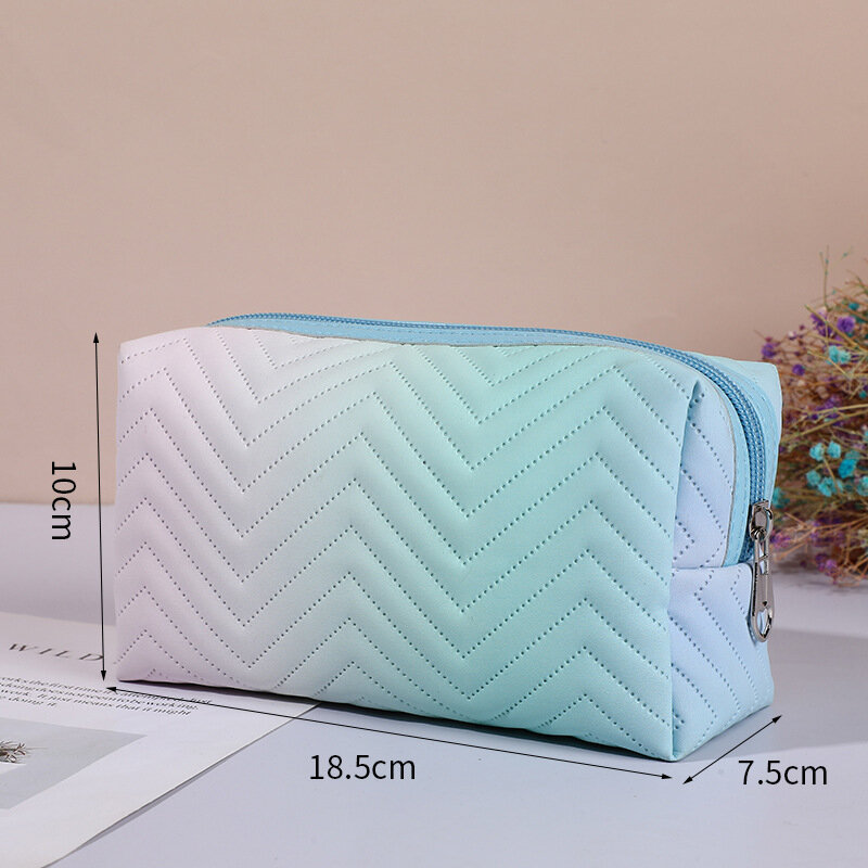 Fashion PU Leather Candy Gradient Color Makeup Bag Casual Travel Wash Bag Cosmetic Organizer Storage Bags for Women