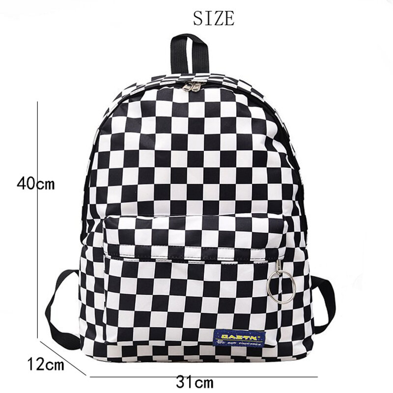 Unisex Plaid Nylon Female Travel Daypack Laptop Backpack Book Schoolbags Feminina School Casual Rucksack Women Bag 2019 Rugzak