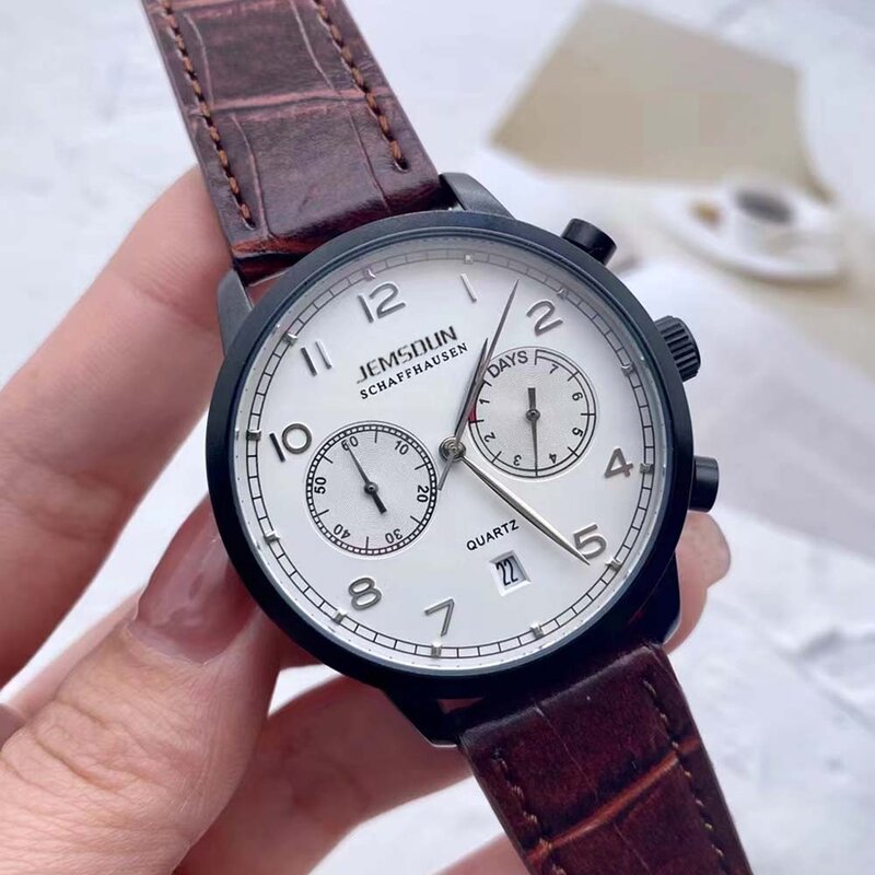 2022 novo original piloto masculino relógios clássico caso de aço multifunções data automática relógio de negócios cronógrafo quartzo aaa relógios