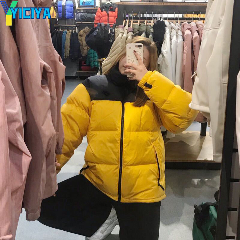 YICIYA ฤดูใบไม้ร่วงฤดูหนาวหนาผู้หญิงฤดูหนาว2022 Parkas Casual กระเป๋า Solid Spliced หลวมเสื้อ Streetwear เสื้อผ้าหญิง