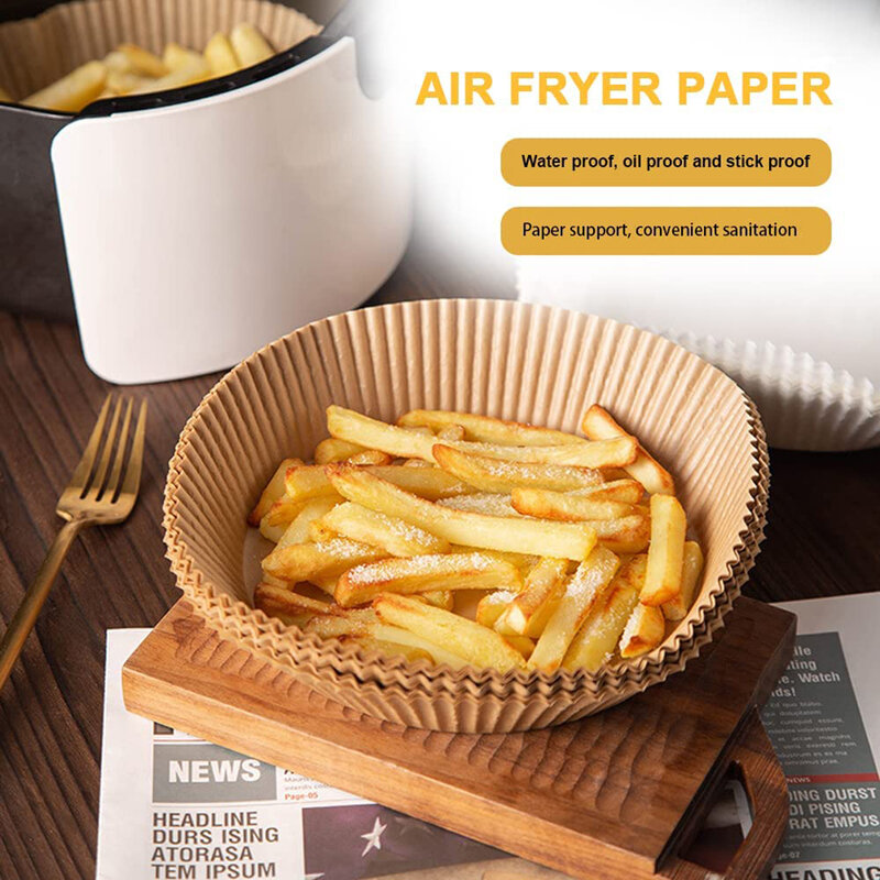 Papier de cuisson jetable pour friteuse à Air, 50 pièces, feuilles rondes de papier parchemin antiadhésif pour micro-ondes/cuiseur à vapeur, nouveauté 2022
