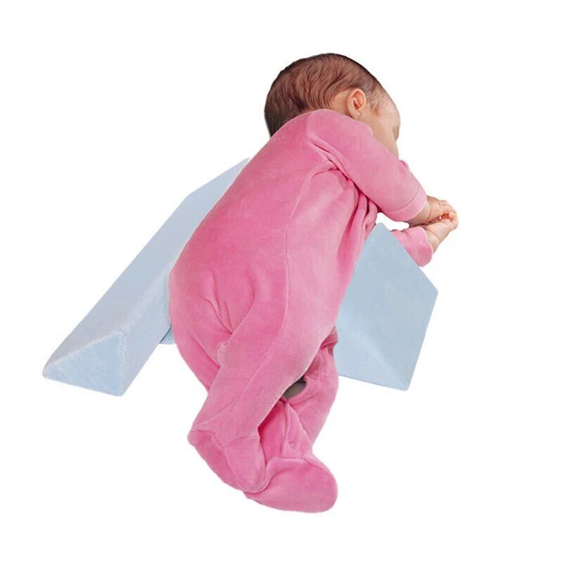 Almohada ajustable de espuma viscoelástica para recién nacido, posicionador de sueño infantil, almohada antivuelco con forma de cabeza plana, cuidado de la cama del bebé