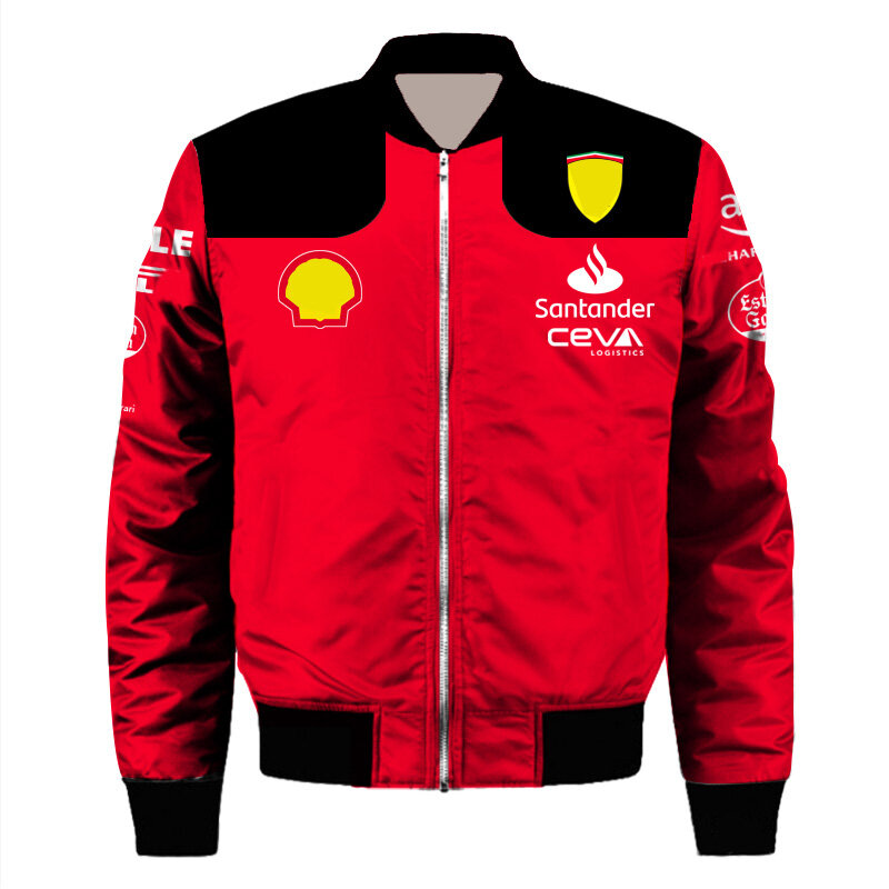 Jaket Balap Resmi Tim Scuderia Formula One 2023 Jaket Olahraga Ekstrem Luar Ruangan Atasan Tebal Lokomotif Angin & Sainz