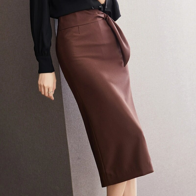Wisher & Tong – Jupe crayon Longue et élégante pour Femme, tenue de bureau, taille haute, mode coréenne, automne 2022