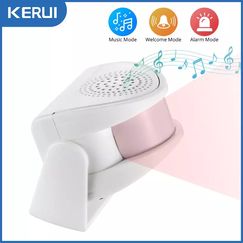 KERUI – sonnette de porte M5, 32 chansons, capteur de mouvement PIR sans fil, carillon d'alarme pour le bureau et la maison