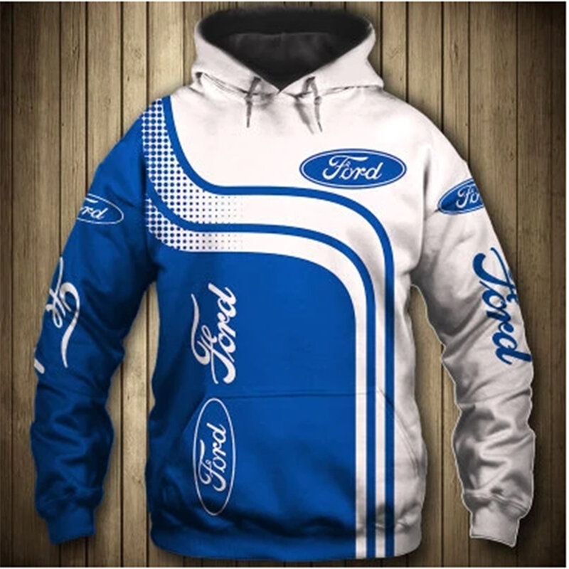 Новинка 2022, толстовка с 3d принтом для мужчин и женщин, пуловер в стиле Харадзюку с логотипом автомобиля Ford, куртка для мотогонок