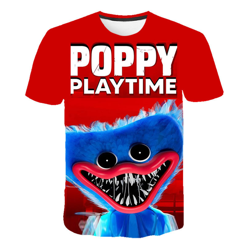 Футболки PoppysPlaytimes, ужасная игра, мультяшный 3D принт для мальчиков и девочек, модная футболка с круглым вырезом, детская одежда для мальчиков