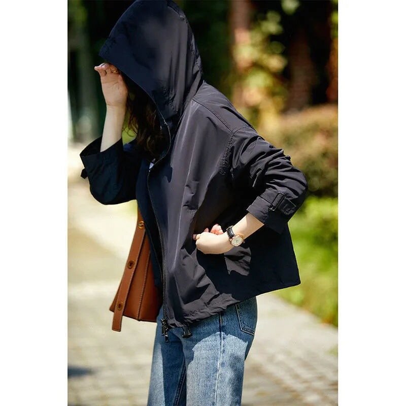 NWT – veste d'extérieur à fermeture éclair pour femmes, manteau de pluie, avec deux poches et des trous pour le pouce, 2023