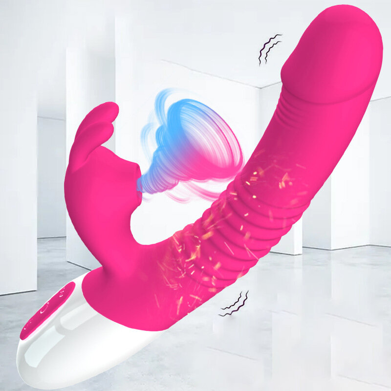 Riscaldamento coniglio vibratore masturbazione femminile telescopico succhiare dildo simulazione per le donne orgasmo G spot giocattoli del sesso vibrazione anale