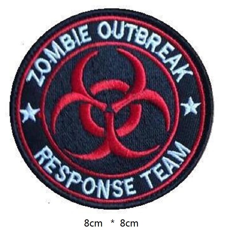 Parche de equipo de respuesta de brote de Zombie, lemas tácticas de moral, etiquetas de ropa de mochila, pegatinas bordadas, cierre de gancho y bucle