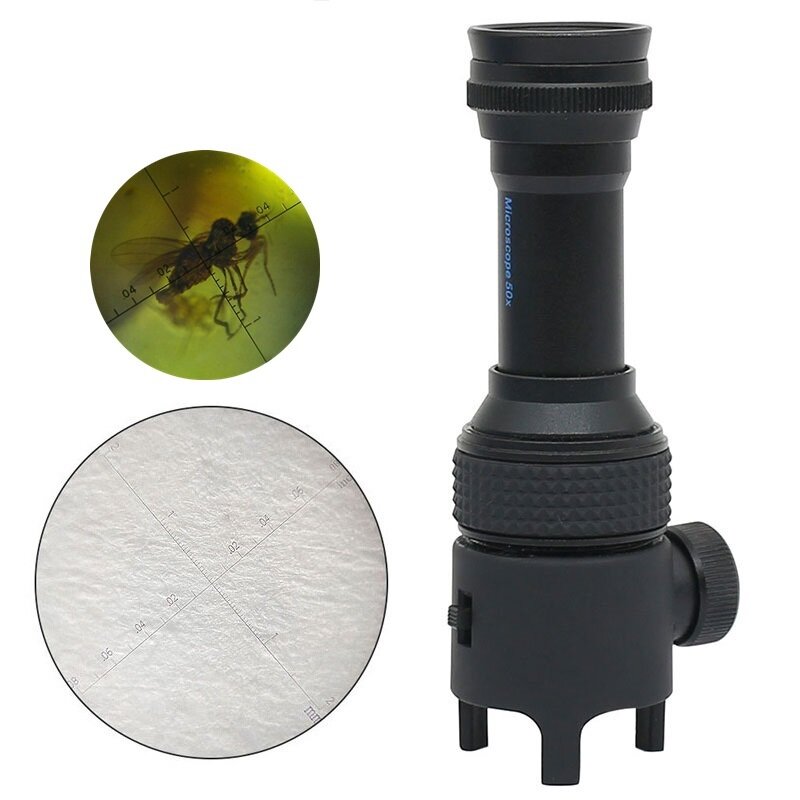Microscopio de bolsillo con lupa iluminada 50X, lupa LED para identificación de joyería de Jade