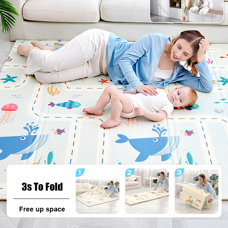 두꺼운 가역 접이식 아기 놀이 매트, 아기를 위한 방수 휴대용 Playmat, 유아를 위한 휴대용 아기 Playmat
