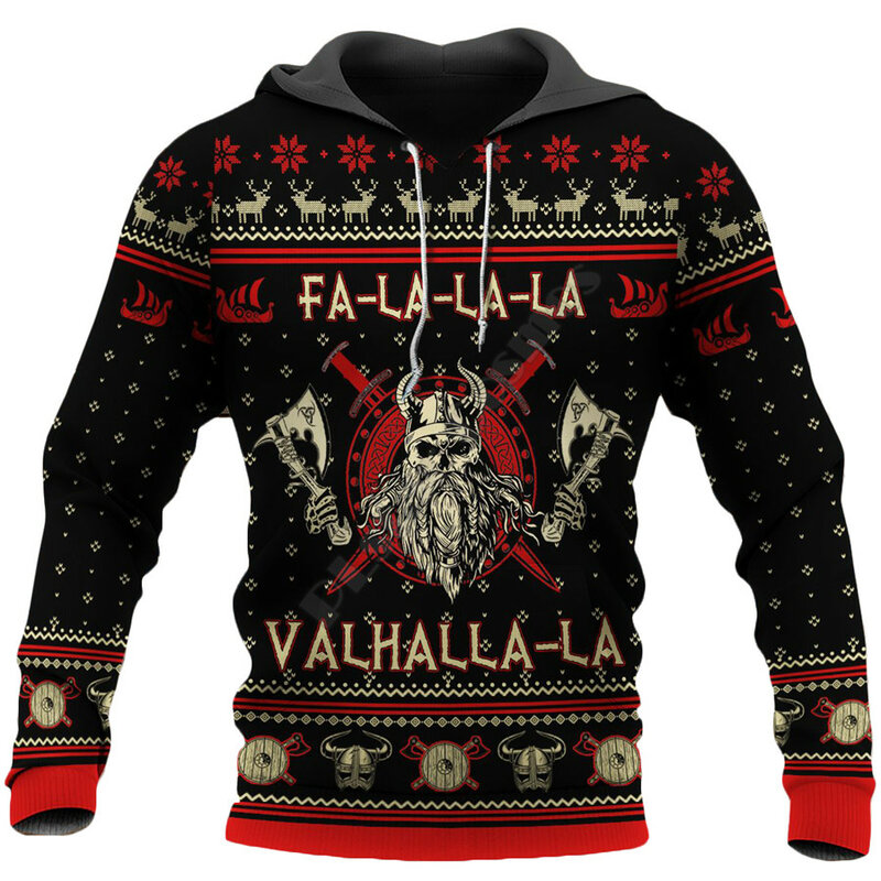 Viking tatuaż 3D bluzy z nadrukiem bluza z kapturem na zamek kobiety dla mężczyzn Halloween sweter świąteczne bluzy przebranie na karnawał 05