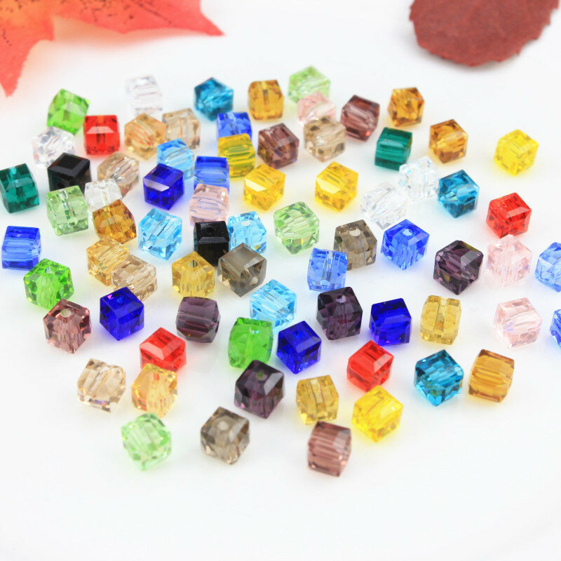 Youga – Cube de 2mm en verre multicolore, 500 pièces/paquet, perles de cristal, accessoires pour la fabrication de bijoux, bricolage, collier, Bracelet, fait à la main