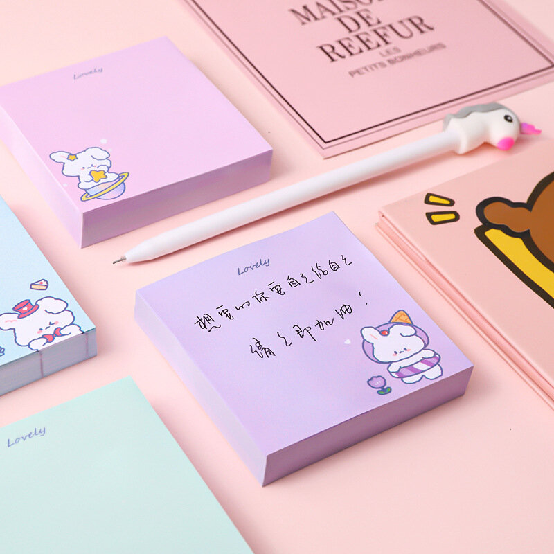 80 pagine Mint Rabbit Sticky Notes Cute Bunny Student Cartoon Can Tear Memo pad Kawaii Stationery Office School Supplies Notebook